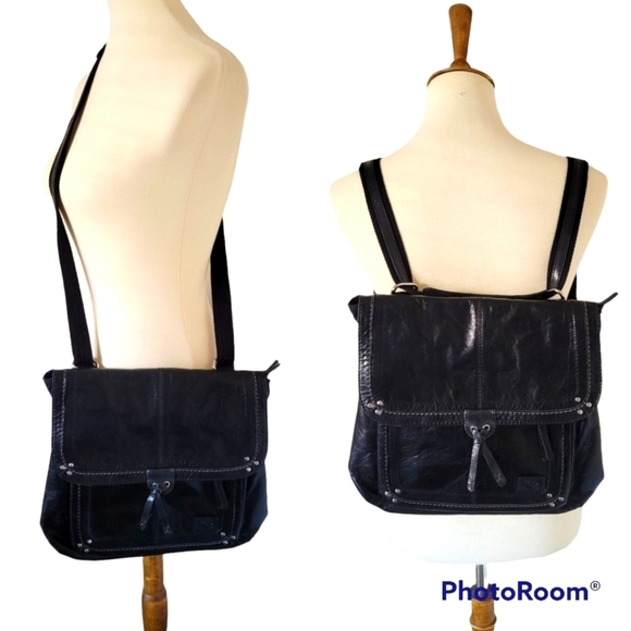 The Sak - Black Leather Ventura Convertible Backpack‎ II
